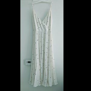 NWOT - Polka dot white LOFT midi dress